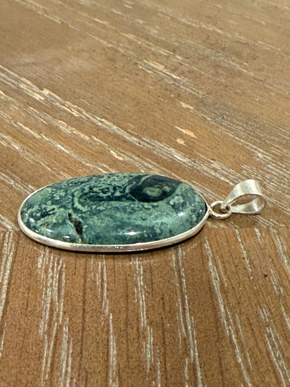 Kambaba Jasper Pendant Silver Plated “Dinosaur” Pattern Galaxy Jasper Statement - Picture 3 of 5